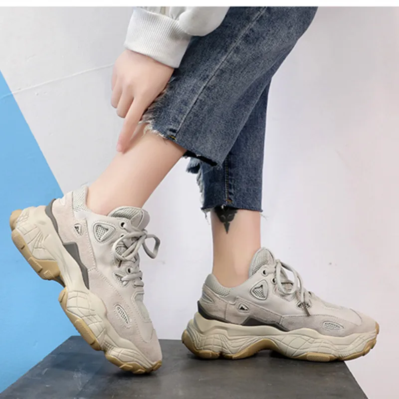 Женская спортивная обувь сезон весна-осень громоздкие кроссовки для папы бега |