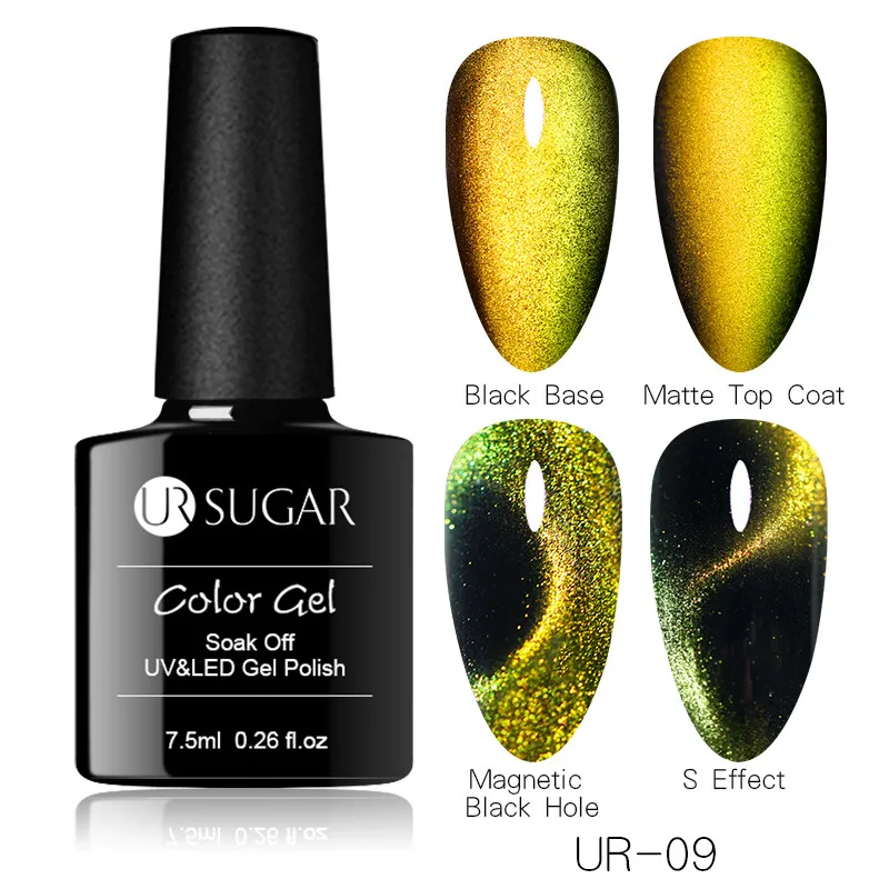 9D cat eye9 Ur Sugar 7,5 мл глаз хамелеона кота гель лак для ногтей замочить от УФ светодиодный 3D магнитный гель лак лазерный градиентный эффект лак для ногтей - Цвет: 9D cat eye9
