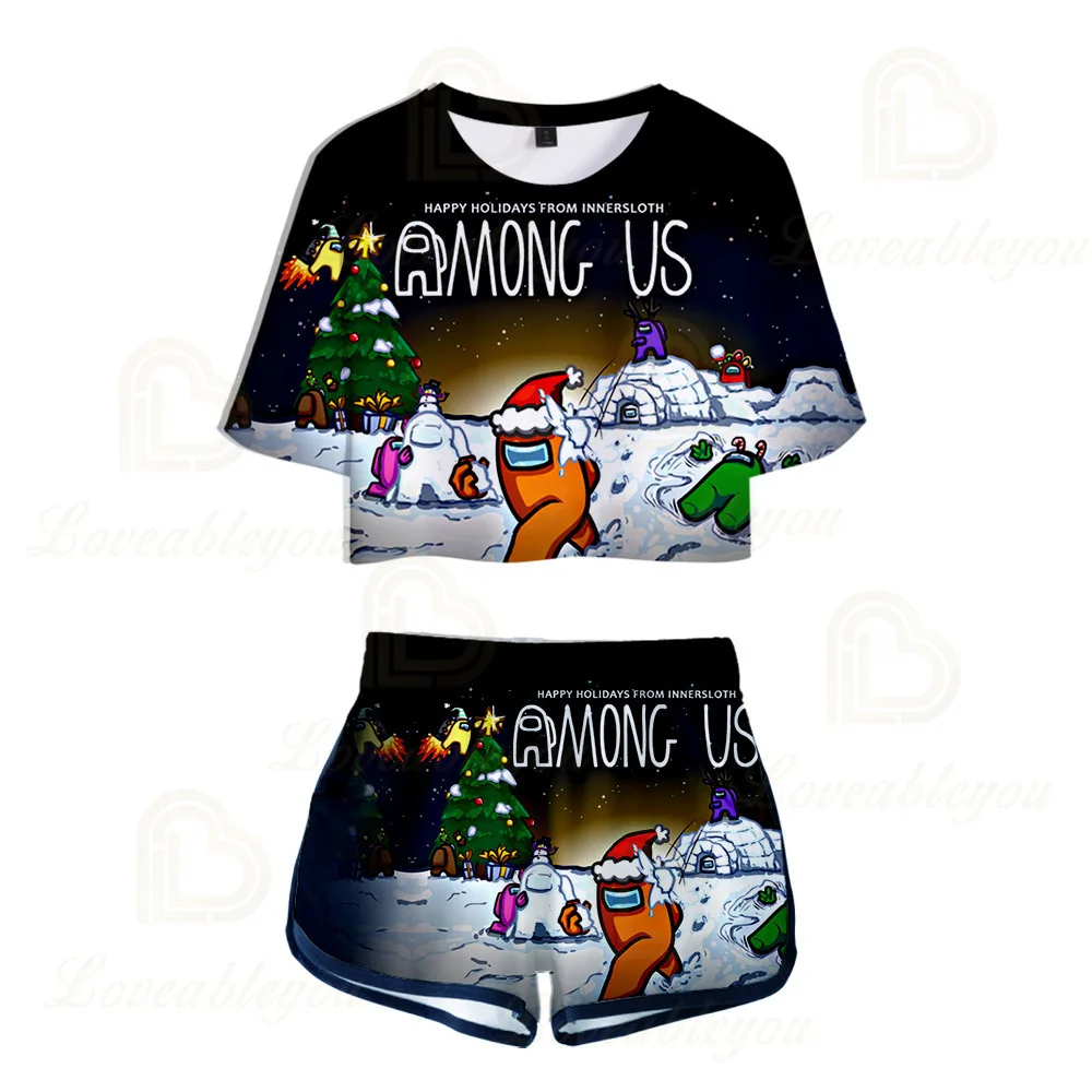 

New 3D Print Fashion Casual Two Pieces Sets Women New Fashion T-shirt+shorts Clothes Short Girls Clothing