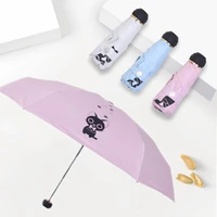 mini kitten print umbrella uv protection folding parasol strong wind resistant umbrella sun rain portable pocket travel umbrella