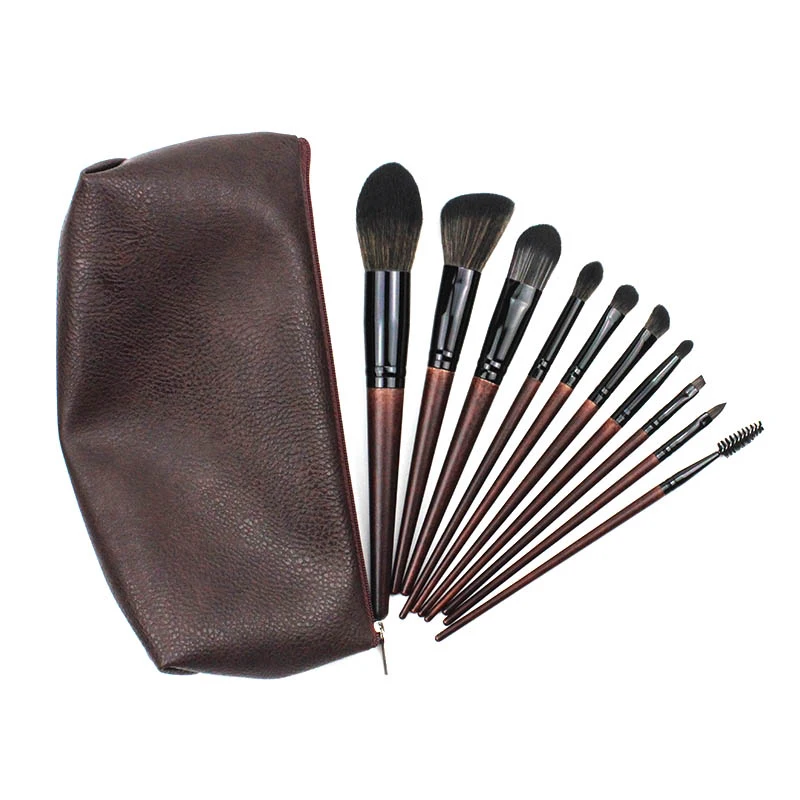 10 Pcs/set Makeup Brushes Wooden Handle Beauty Tools Eye Shadow Brush Eyebrow Brush Foundation Loose Powder Brush