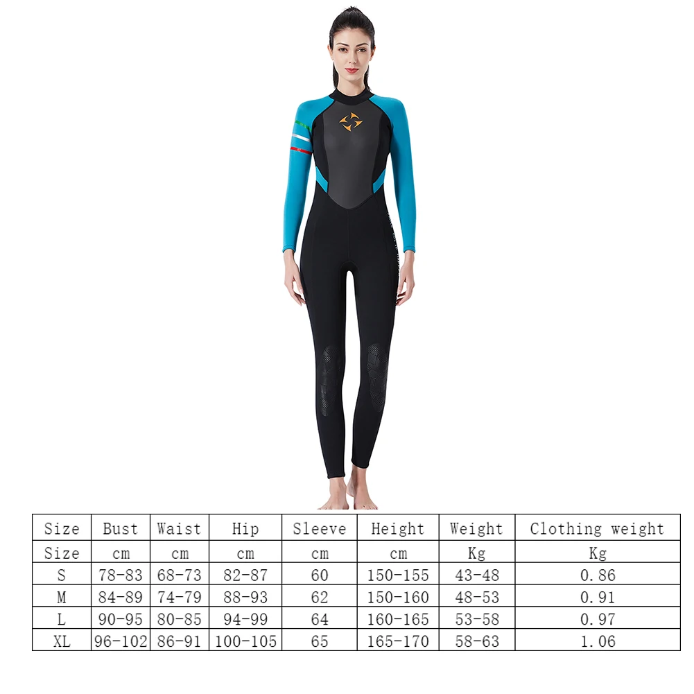 

Women One Piece Wetsuit 3mm Neoprene Diving Suit Long Sleeve Full Body Wet Suit for Cold Water Surf Surfing Rashguard Swimsuit