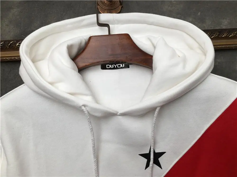 

DUYOU splice sweatshirts men brand clothing fashion design star print male hoodies top quality tracksuit DY5652