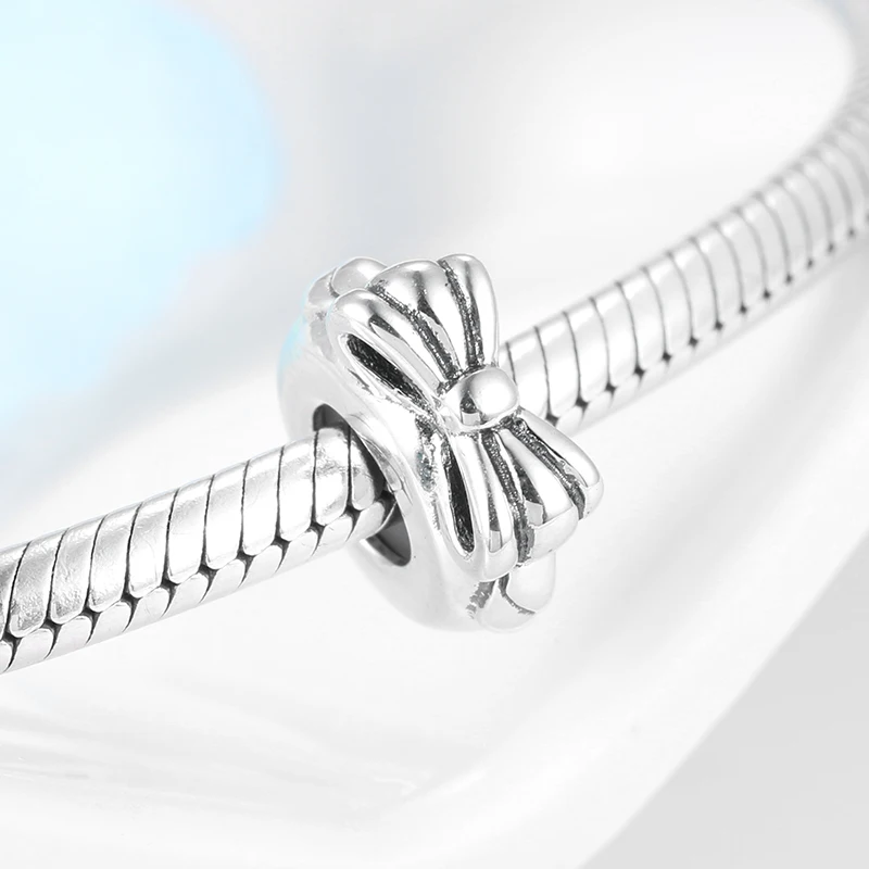 High quality 925 Sterling Silver Realistic bow Stopper spacer beads fit Original European Charms Bracelet Jewelry making | Украшения и