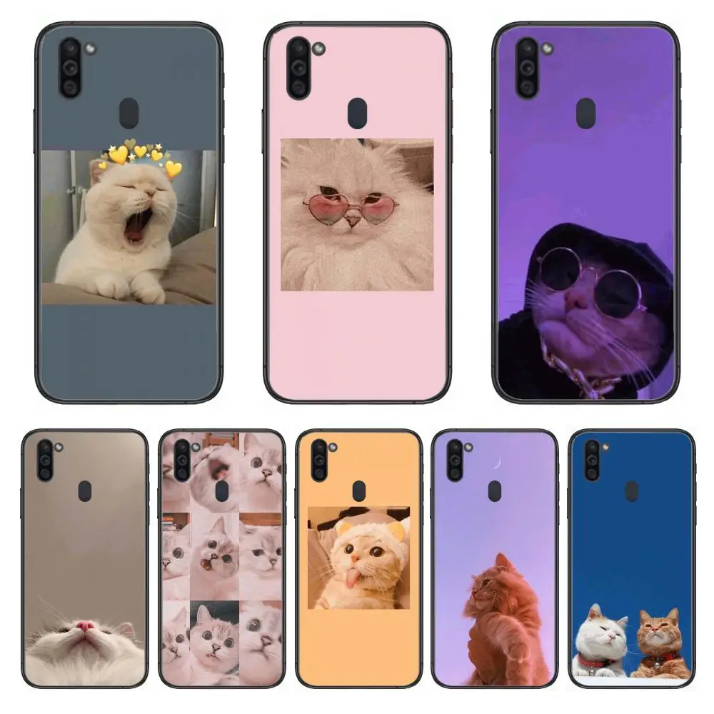 

cute cat pet Case Mobile Phone Case Hull For Samsung Galaxy M 10 20 21 31 30 60S 31S Black Shell Art Cell Cover TPU