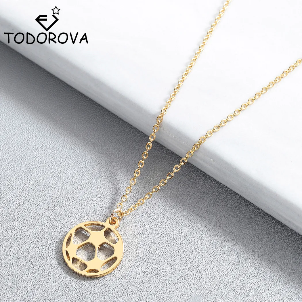 Фитнес ожерелье с футбольной подвеской Todorova цепочка из нержавеющей стали для