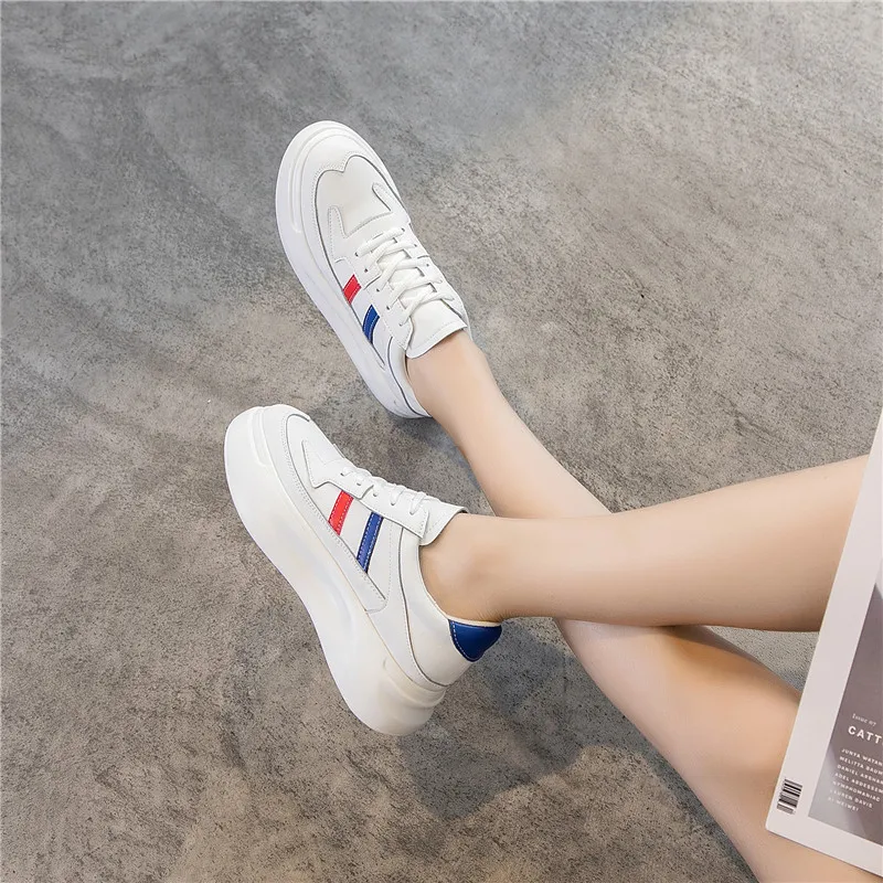 RASMEUP женские белые кроссовки из натуральной кожи на платформе 2020 модные весенние
