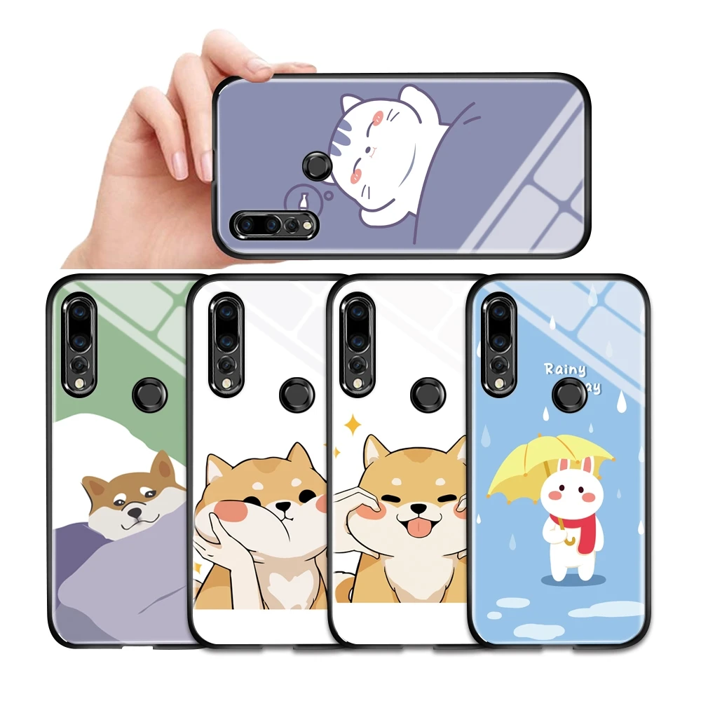 

Fashion Cartoon Animal Pattern 9H Tempered Glass Phone Case Back Cover For Huawei Mate 10 Lite 20 Pro 40 Pro Nova 2i 3i 5i 5T 7i