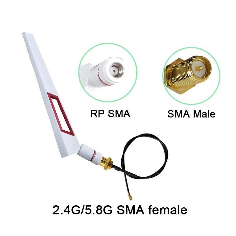 eoth 2.4G wifi Antenna 5.8Ghz real 8dBi RP-SMA Dual Band 2.4g 5.8g Antena IOT aerial SMA female ufl./ IPX 1.13Pigtail ipex1Cable
