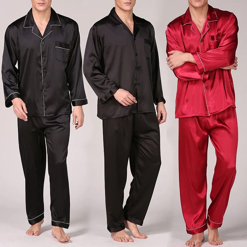 Luxe Satin Soie Pyjamas Ensembles couple Sleepwear famille pijama amant Nightwear PJ