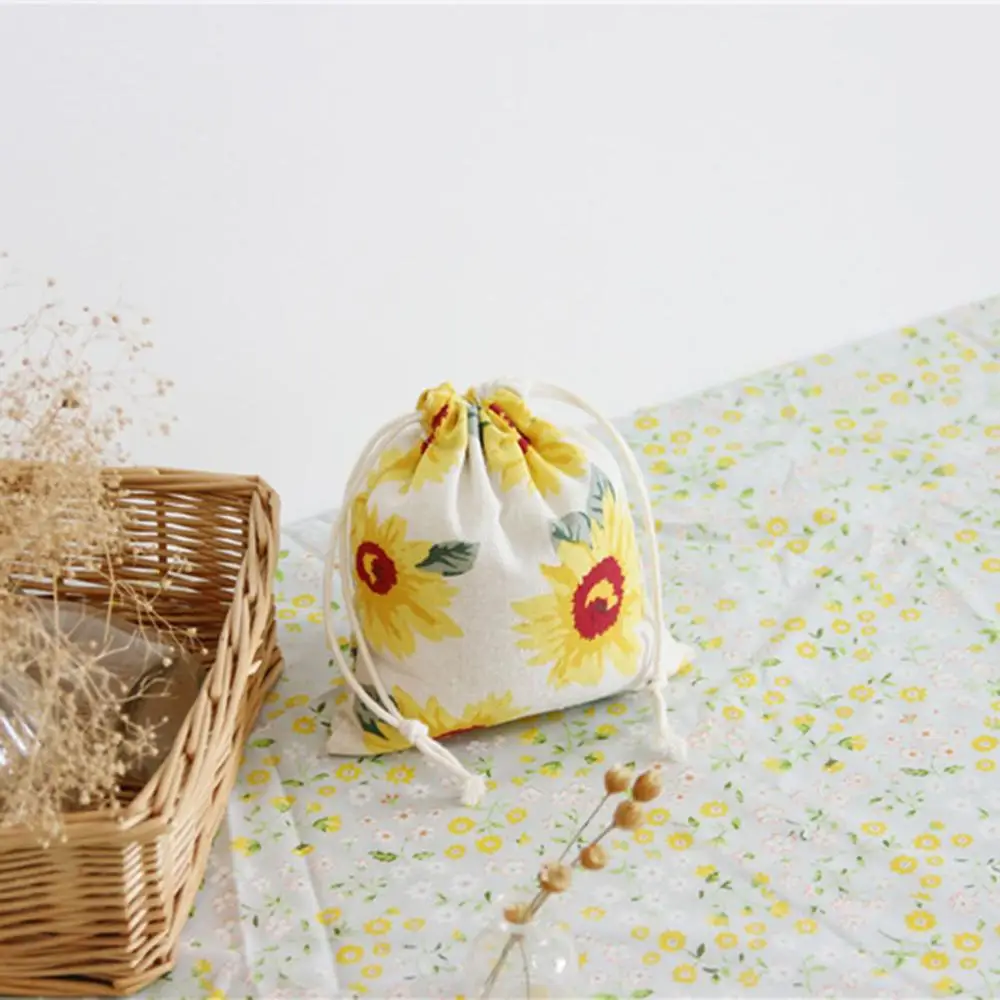 Хлопковая Сумка для белья ручной работы с принтом подсолнечника 2 размера сумка