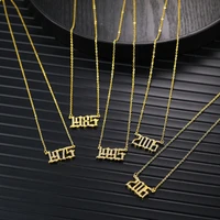 1974 2020 year of birth diamond zircon necklace for women men stainless steel jewelry number pendant gold chain choker gift