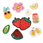 Наклейки с рисунком клубники, ананаса, арбуза, утюгом, Мультяшные тканевые нашивки, вышитые значки, абстрактные Детские нашивки для одежды, наклейки с пивом