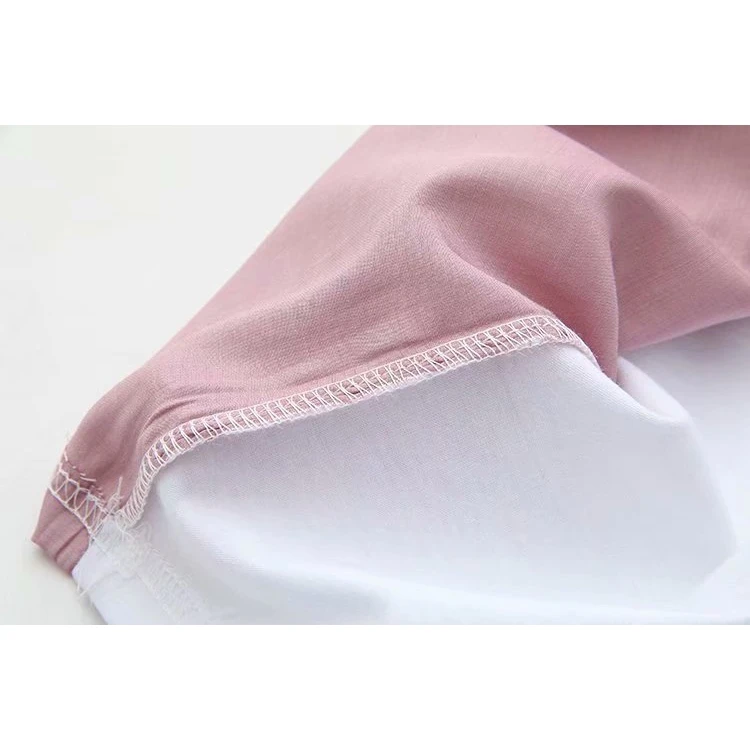 

Plus Size XL-4XL Pink Blue Tops Women's Short Sleeve Unisex Cotton Summer T-Shirt False Two Pieces Patchwork Tshirts