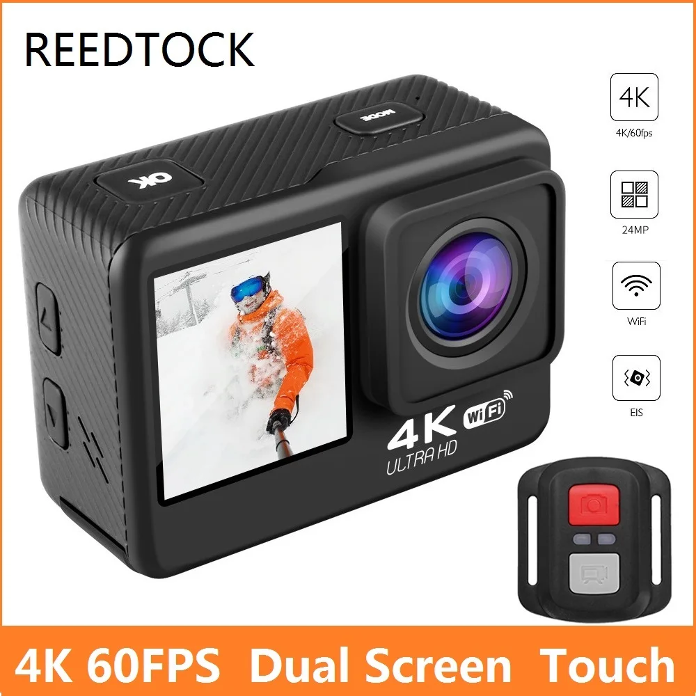 Экшн камера 4K 60FPS 20MP 2 0 сенсорный ЖК дисплей EIS двойной экран WiFi водонепроницаемый