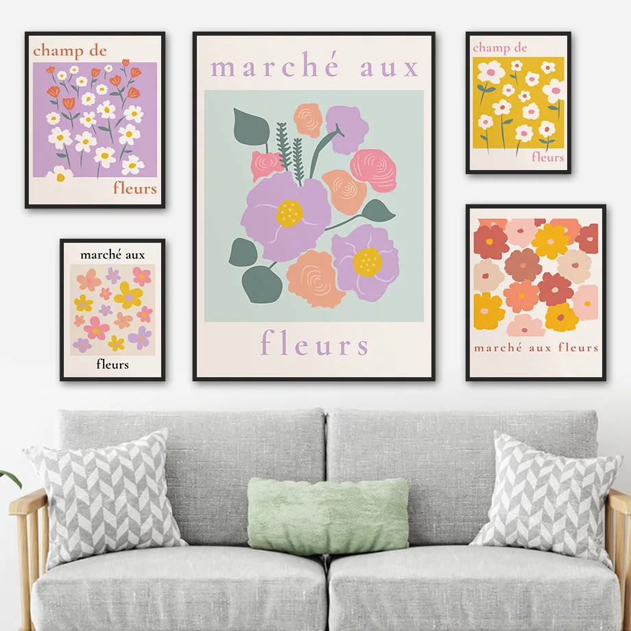 

Абстрактный цветок Ретро свежий цветок внутренняя настенная Картина на холсте скандинавские постеры и принты картины украшение детской ко...