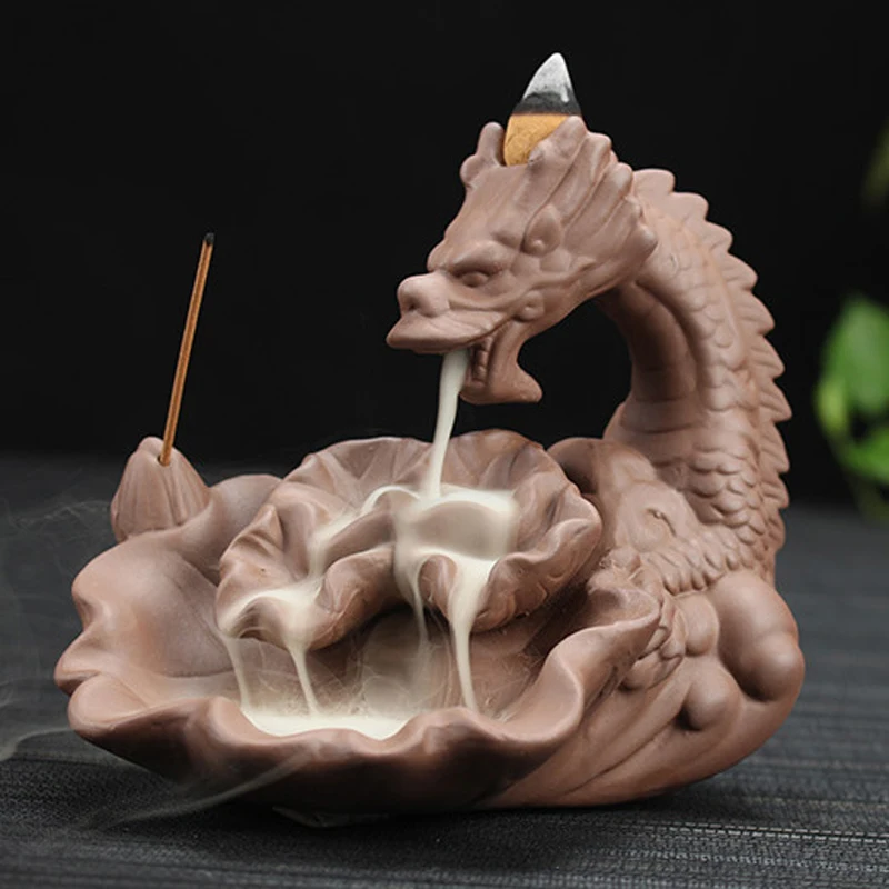 Новый Фиолетовый песок Дракон обратного потока благовония горелка керамический