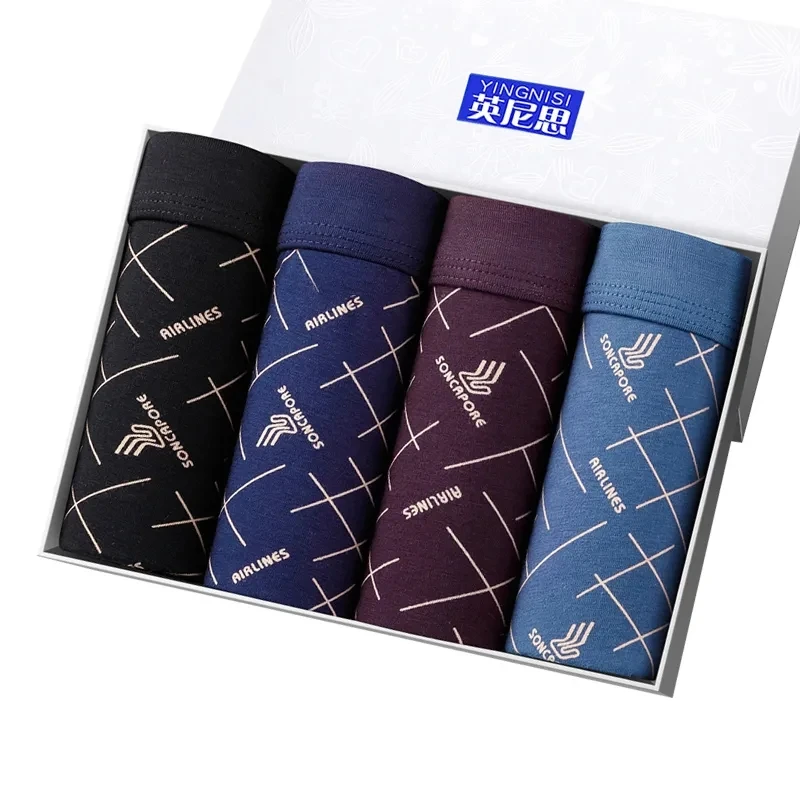 4pcs / Mens Underwear Shorts Boxer Shorts Mens Sexy Underwear High Quality Men's Underwear Pure Cotton Breathable Boxer Shorts