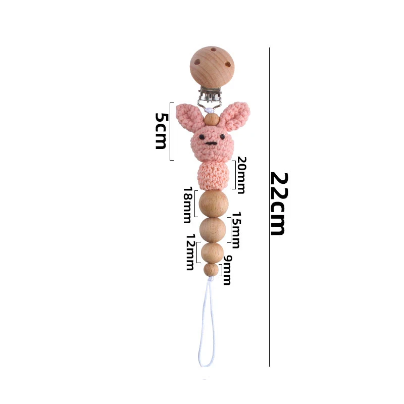 

Baby Pacifier Clip Chain Cotton Rabbit Wooden Beads Anti-chain Infant Teether Toys Nipple Holder Baby Shower Gifts Baby Stuff