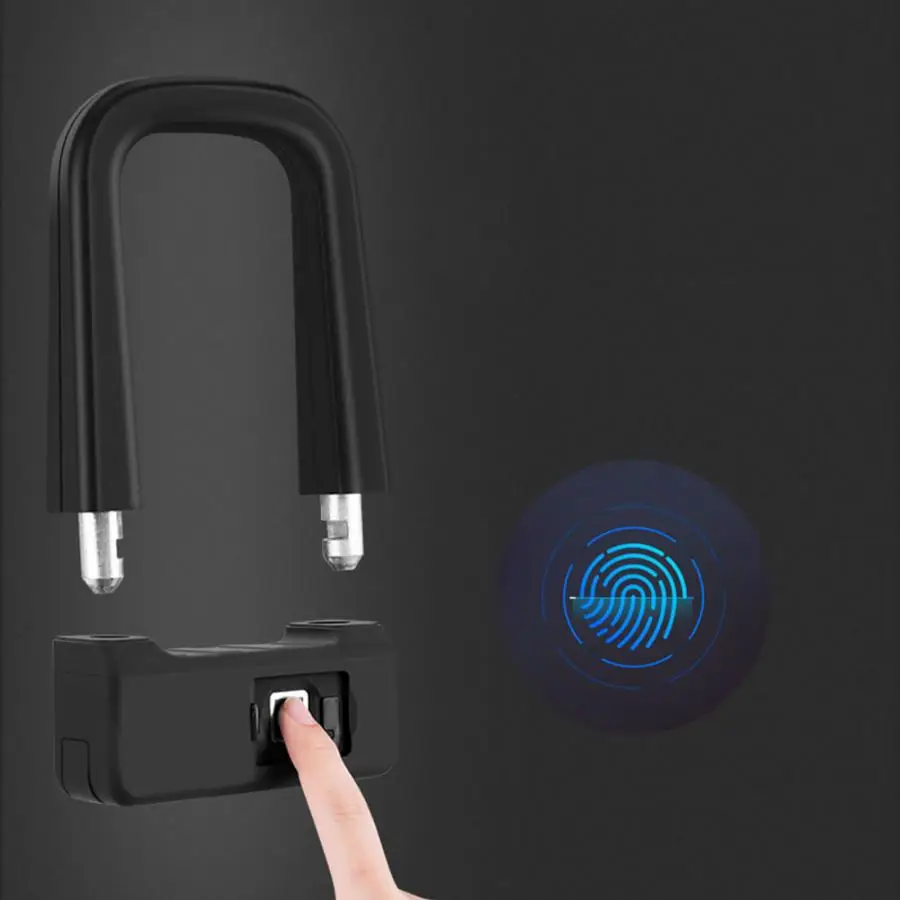 Замок для велосипеда с идентификацией по отпечатку пальца и защитой от кражи