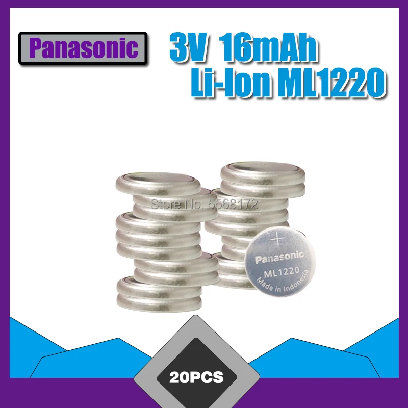 

20PCS NEW Original Panasonic ML1220 3V ML 1220 Rechargeable Button Battery