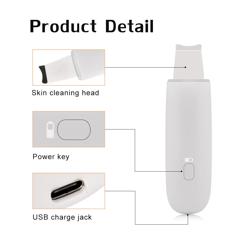 

Ultrasonic Skin Scrubber Deep Face Cleaning Machine Peeling Shovel Facial Pore Cleaner Face Skin Scrubber Lift Machine Beauty