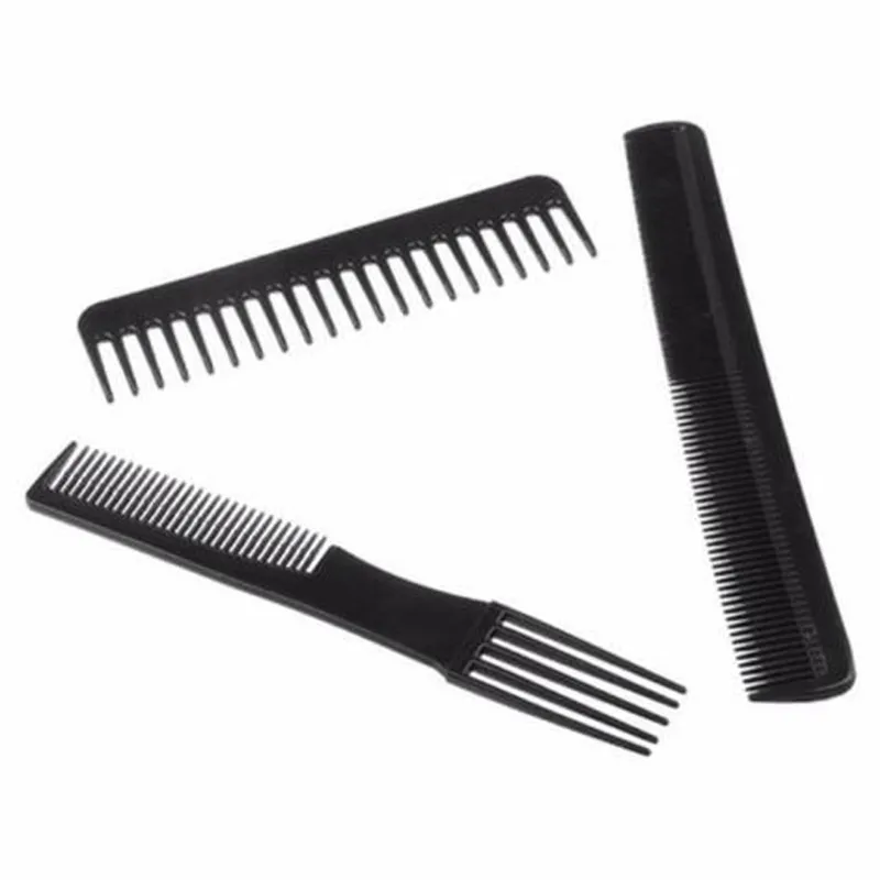 

Black 10Pcs/Set Professional Combs Hairdressing New Tail Comb Two Carbon Anti Static Comb Hair Cutting Comb Set
