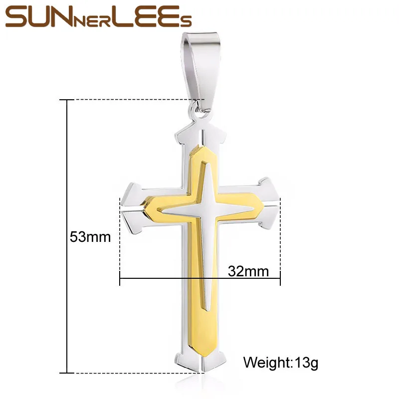SUNNERLEES 316L Подвеска из нержавеющей стали с крестом Иисуса Христа Византийская