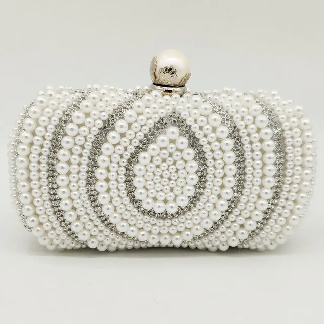 MIL1178-WHI Boutique De FGG элегантная жемчужная застежка белые женские вечерние сумки с бисером официальные свадебные вечерние сумки и кошельки Сумка-клатч невесты - Цвет: MIL1178-WHI