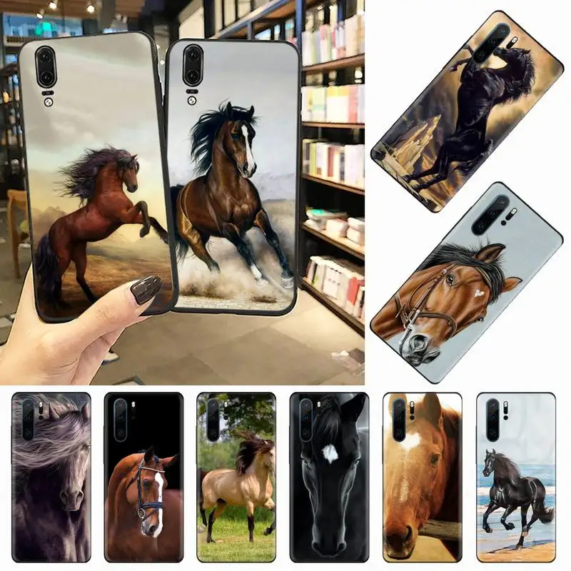 

Watercolor Horse Horses Running Phone Case For Huawei honor Mate P 10 20 30 40 i 9 8 pro x Lite smart 2019 nova 5t