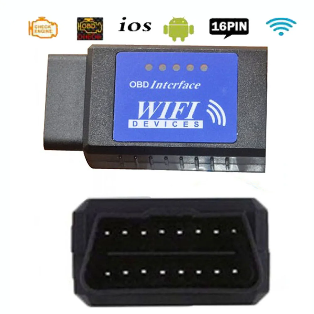 Новинка синяя этикетка OBD2 ELM327 WIFI ELM 327 V1.5 Wi Fi сканер USB считыватель кодов адаптер в 1