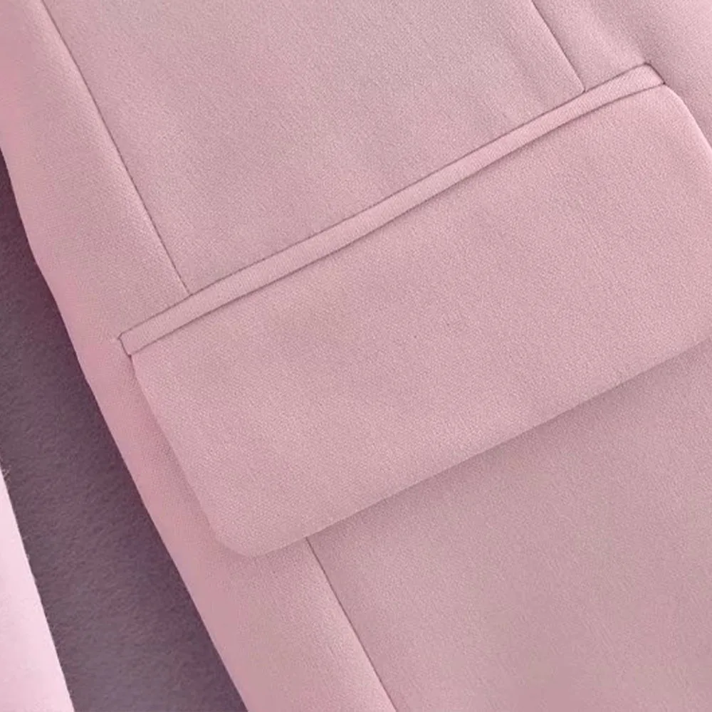

New women's jackets 2021 spring fashion all-match slimming solid color lapel pockets double-breasted loose casual suit jacket