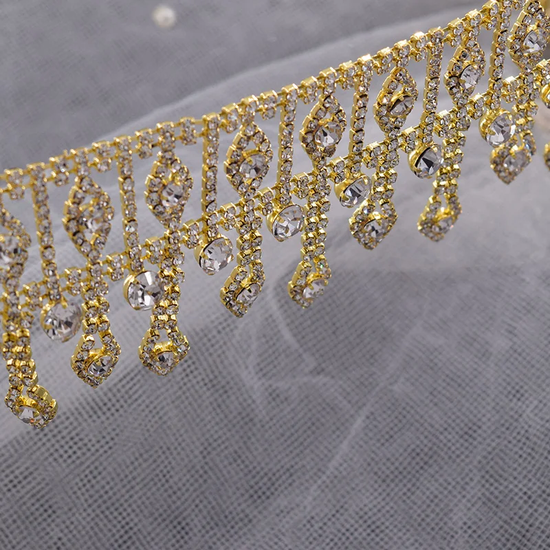 5 ярдов/партия золотая отделка аппликация ширина 8 см стразы свадебное платье