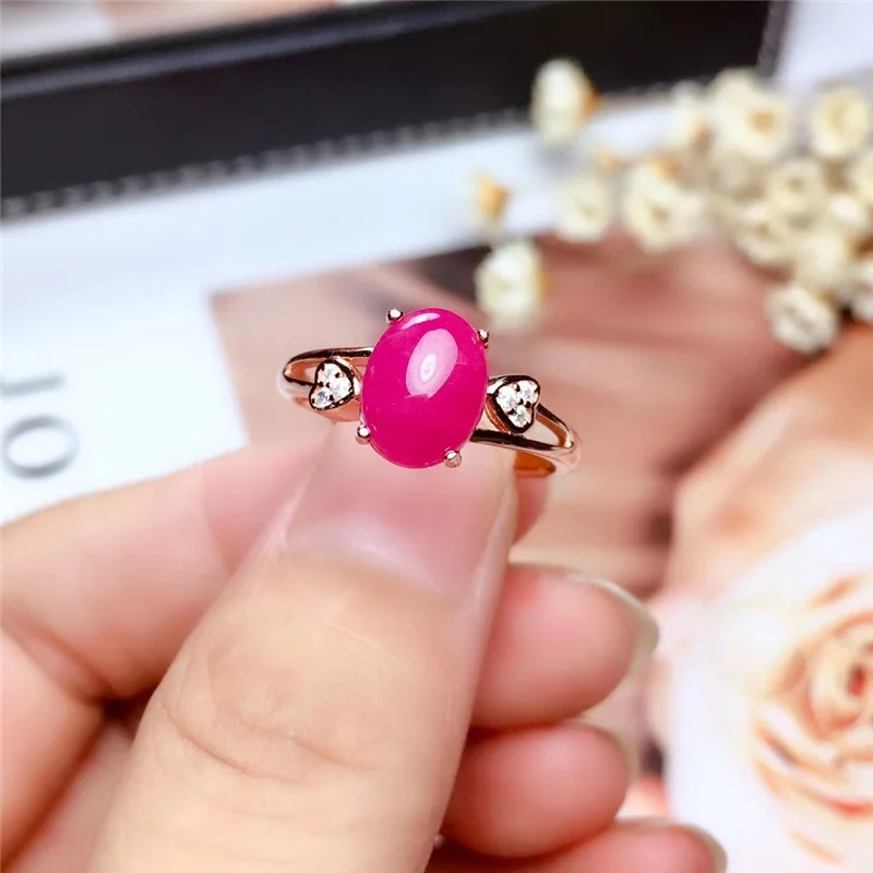 PROCOGEM Natural Pink Ruby Ring for Women Girl OL gifts 2.5ct Genuine red gemstones rings fine Jewelry 925 Sterling Silver #755 | Украшения
