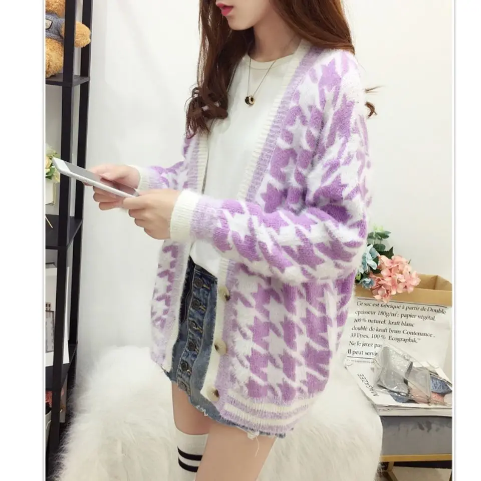 

Autumn New Women's Medium Length Large Size Sweater Knitted Coat Casual Thin Cardigan