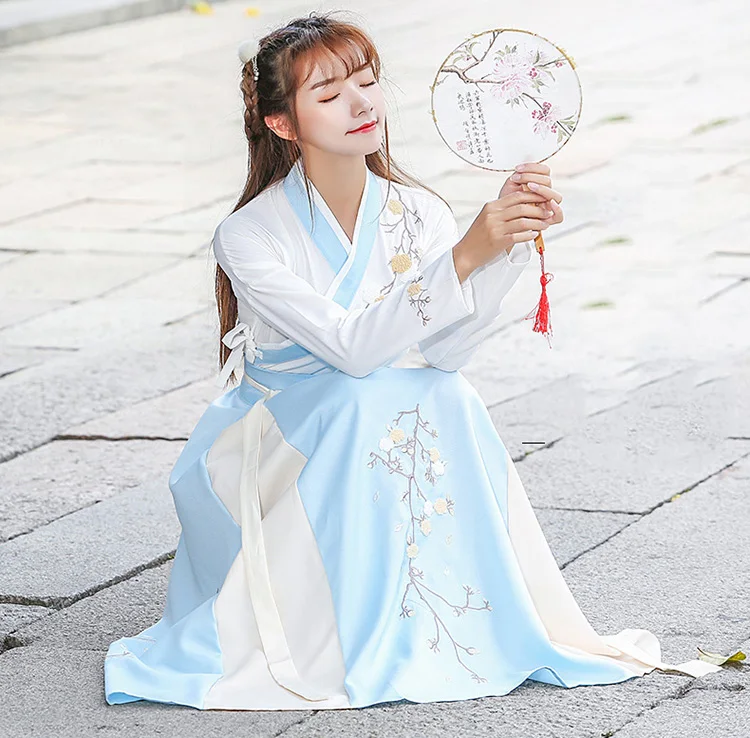 Женское костюмное платье сливового цвета Ханьфу сказочной юбкой Свежее и элегантное одеяние Хуацин Павильон Китайского стиля.