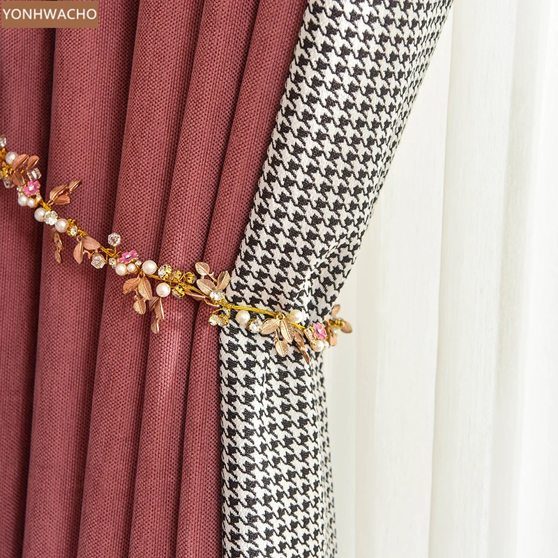 

Занавески на заказ в американском и современном стиле для гостиной, роскошные затемненные занавески в скандинавском стиле из красной ткани...