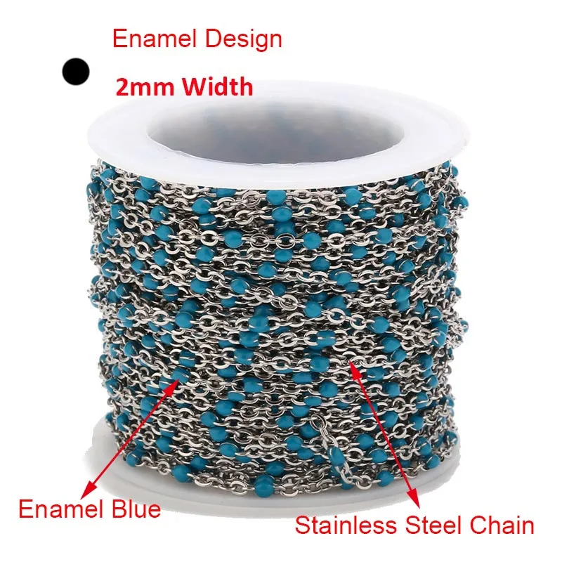 Steel Blue 4 метра золотые цепочки из нержавеющей стали для ювелирных изделий DIY эмалированный овальный шар цепочка из бисера для женщин ожерелье Браслеты ножной браслет - Цвет: Steel Blue
