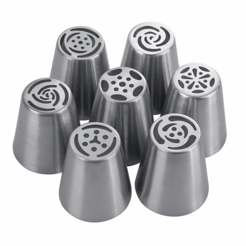 

7pcs Cream Pastry Decorating Tips Set Stainless Steel Russian Tulip Icing Piping Cake Nozzles Cupcake Baking Tools