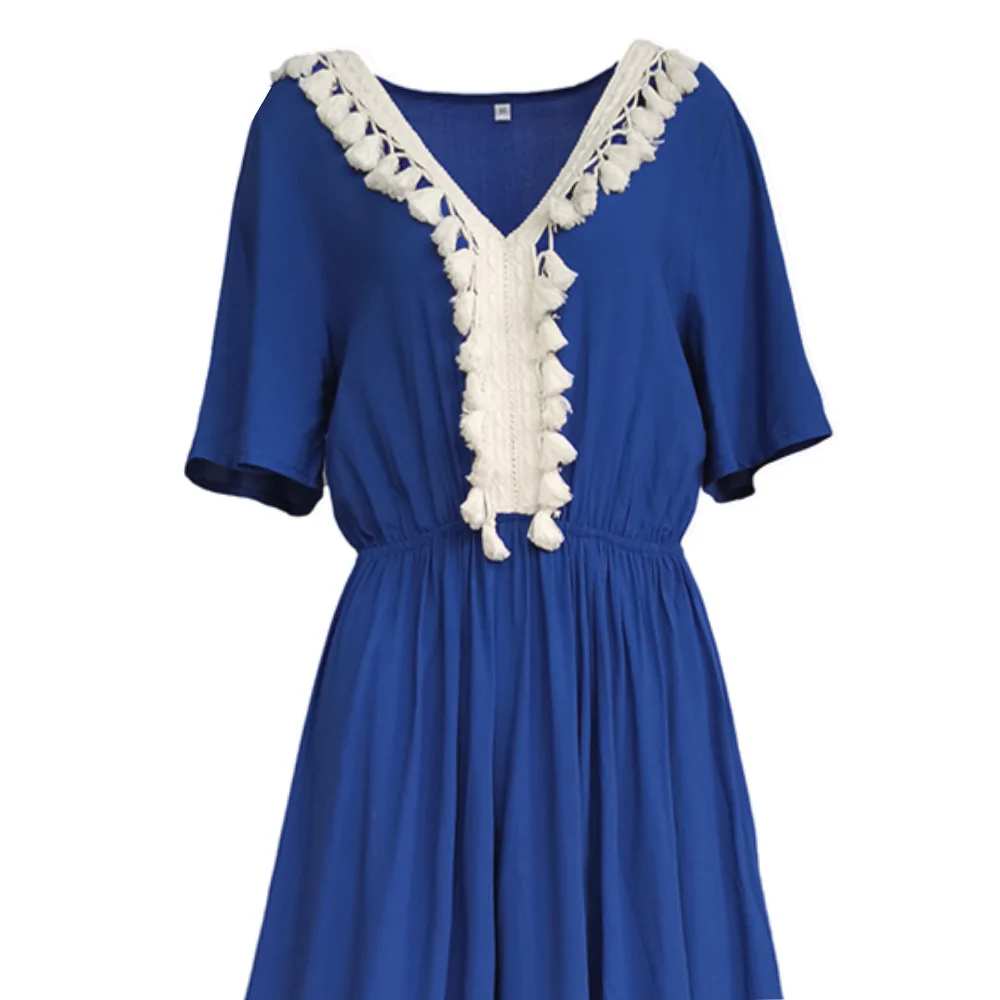 Женское длинное платье с кисточками и коротким рукавом в мусульманском стиле |