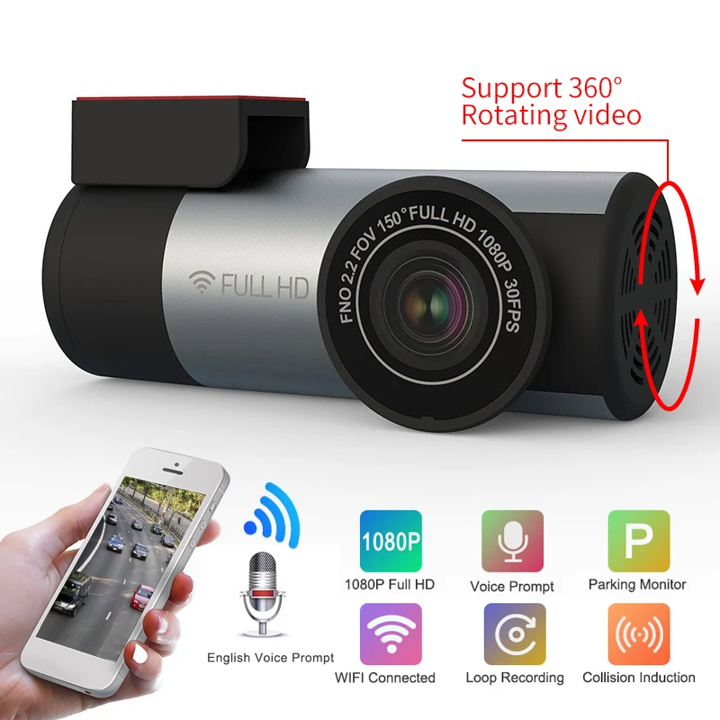 1080P WIFI видеорегистратор Автомобильный голосовое управление на английском языке