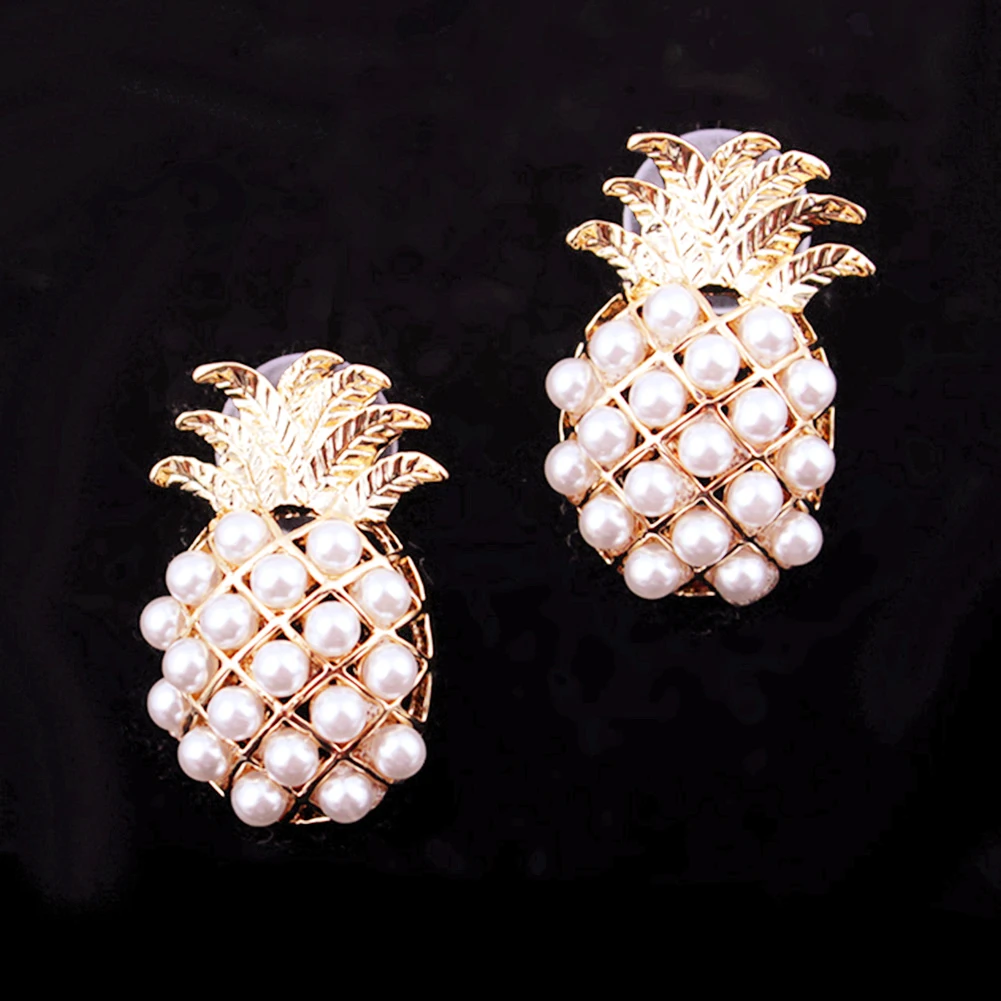 Модные женские серьги-гвоздики с искусственным жемчугом в форме ананаса подарок