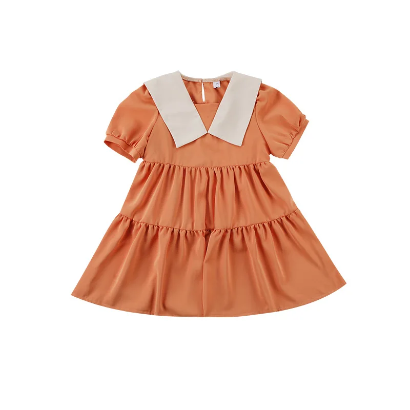 

2021 New Korean Style Fashion Mother Daughter Dresses Summer Women Girls Short Sleeve Loose Long Dress Family Matching Outfits