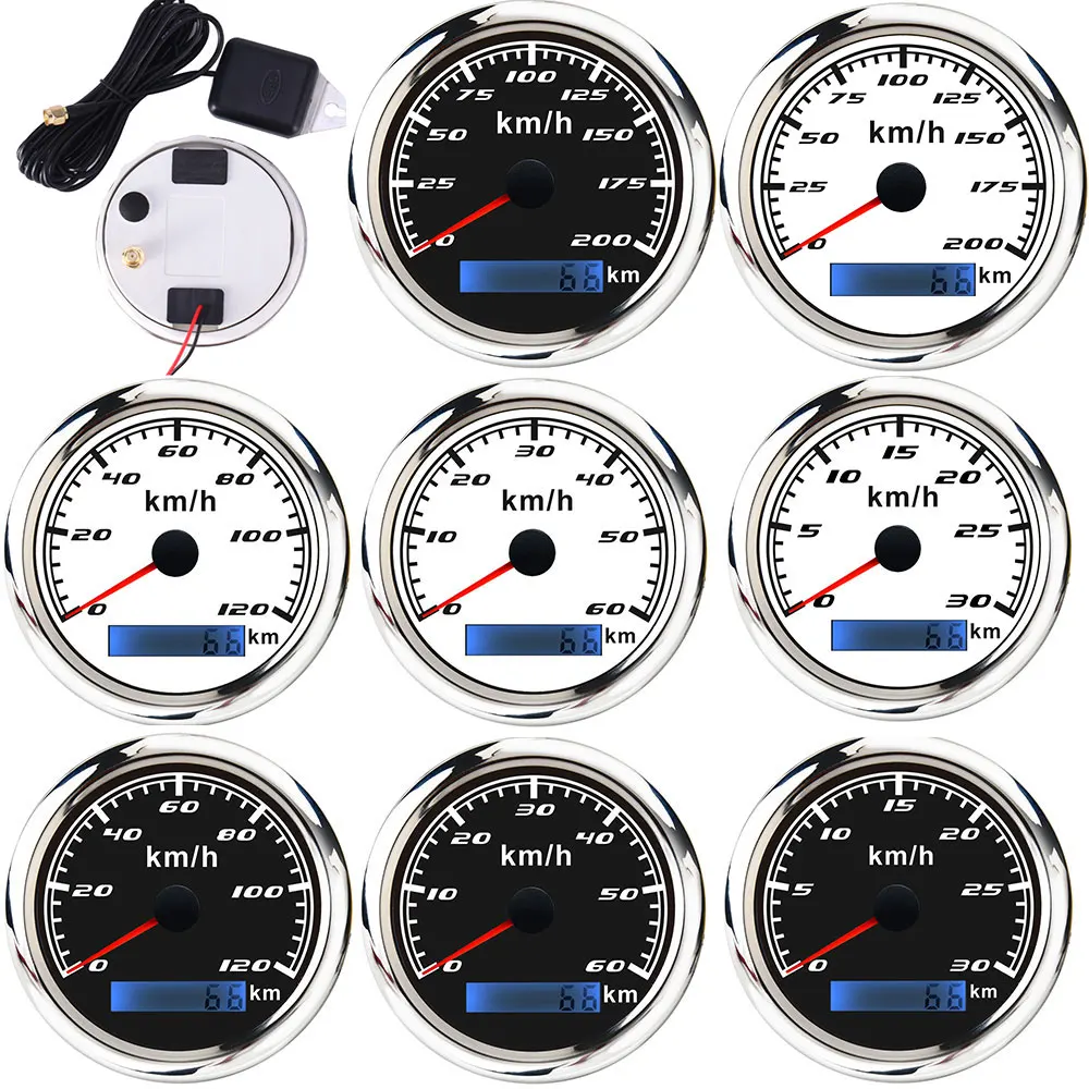 85 мм Автомобильный лодочный GPS Спидометр + антенна одометр 0 200 км/ч 12 В/24 В с