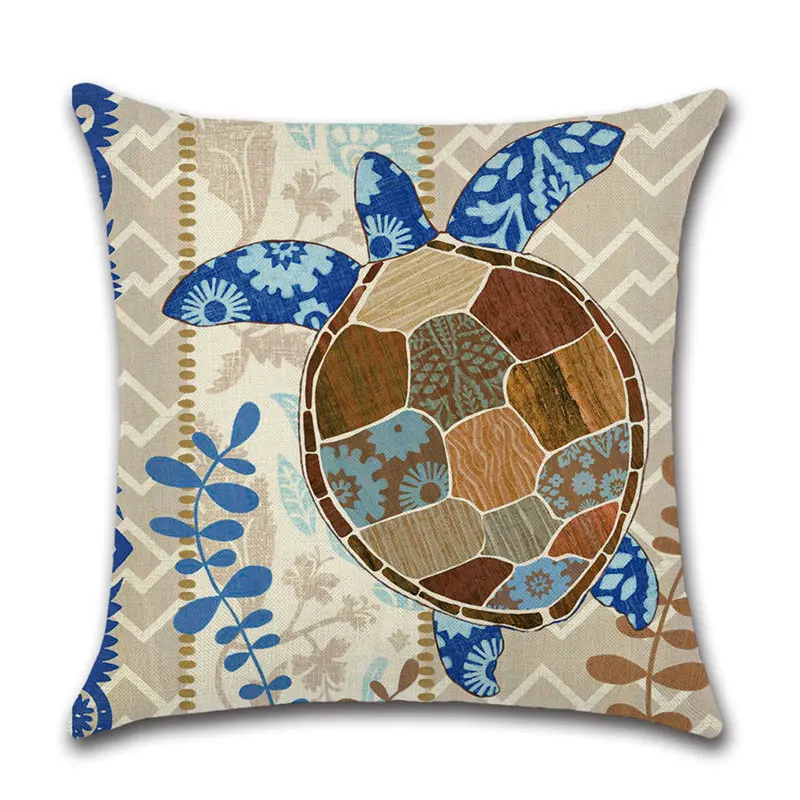 Морские декоративные подушки наволочка в морском стиле из хлопка и льна для