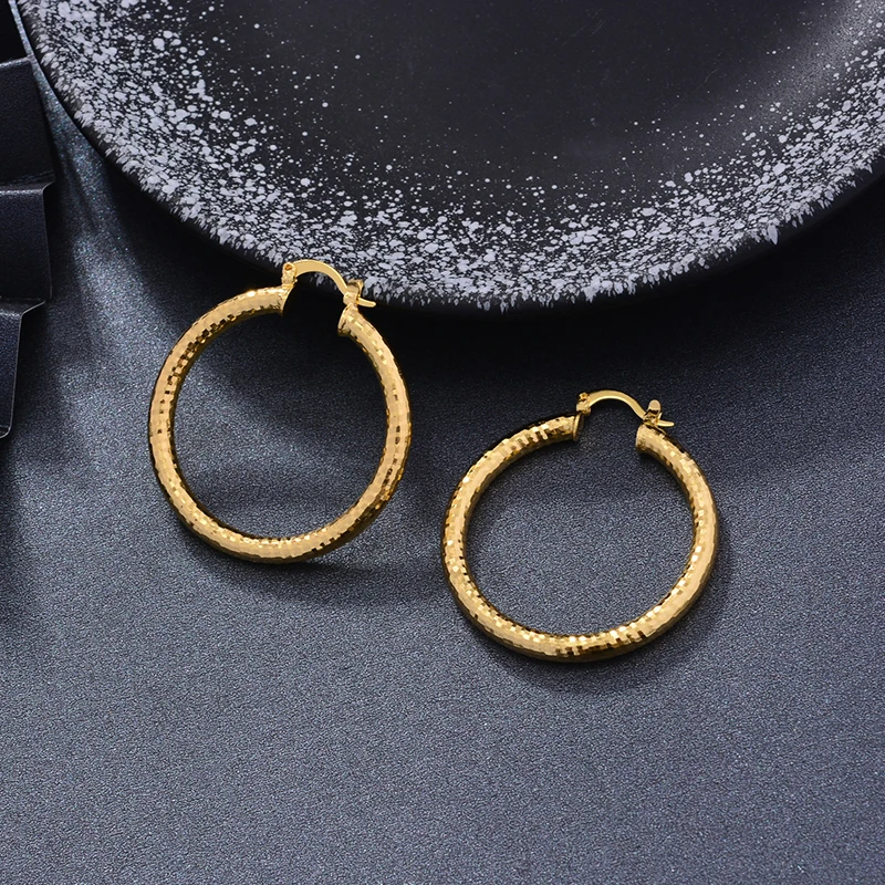

Dubai Africa Gold color earrings For Women Girl circle creole Stainless Steel Big Round wives Hoop Earrings gifts