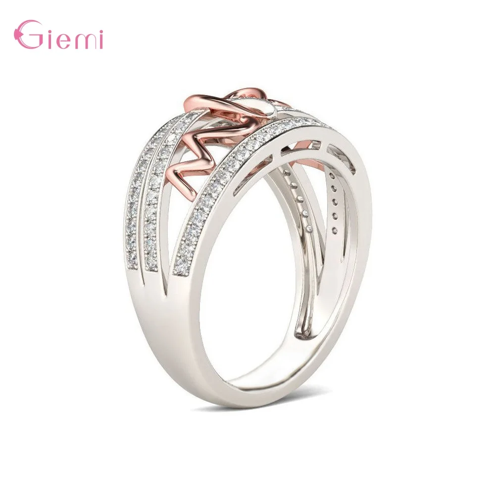 

Новые милые простые кольца с кристаллами в форме сердца для женщин, Свадебные обручальные кольца на палец из стерлингового серебра 925 пробы,...