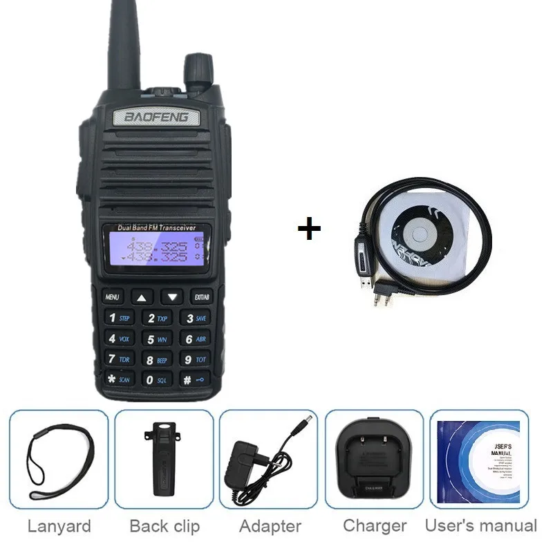 add cable 8 Вт BAOFENG UV-82 Plus 8 Вт 10 км рация станция CB VHF/UHF морская ветчина радио двухстороннее Amador 8 Вт UV82 плюс - Цвет: add cable