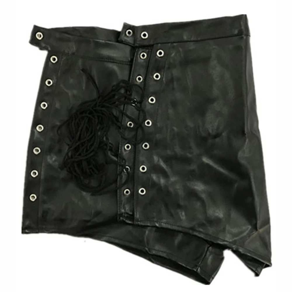 

Sexy Lingerie Shorts Hot Men Latex PVC Open Crotch Zipper Leggings Shorts Fetish Gay Faux Leather Bandage Short Pants