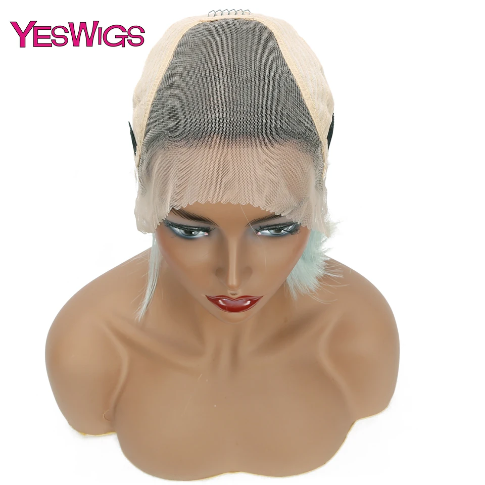 Yeswigs цветные человеческие волосы парики короткие кружевные Передние Прозрачные